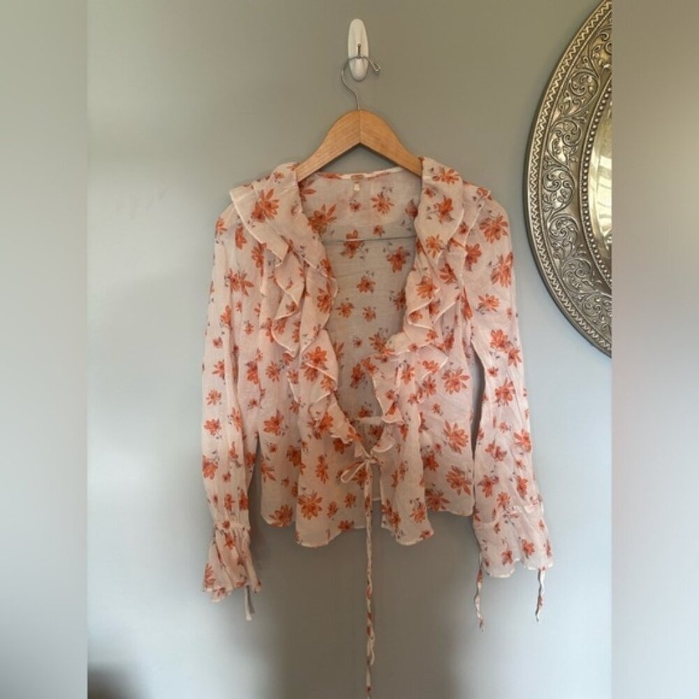 FREE PEOPLE  Amanda Ruffle Wrap Top - small